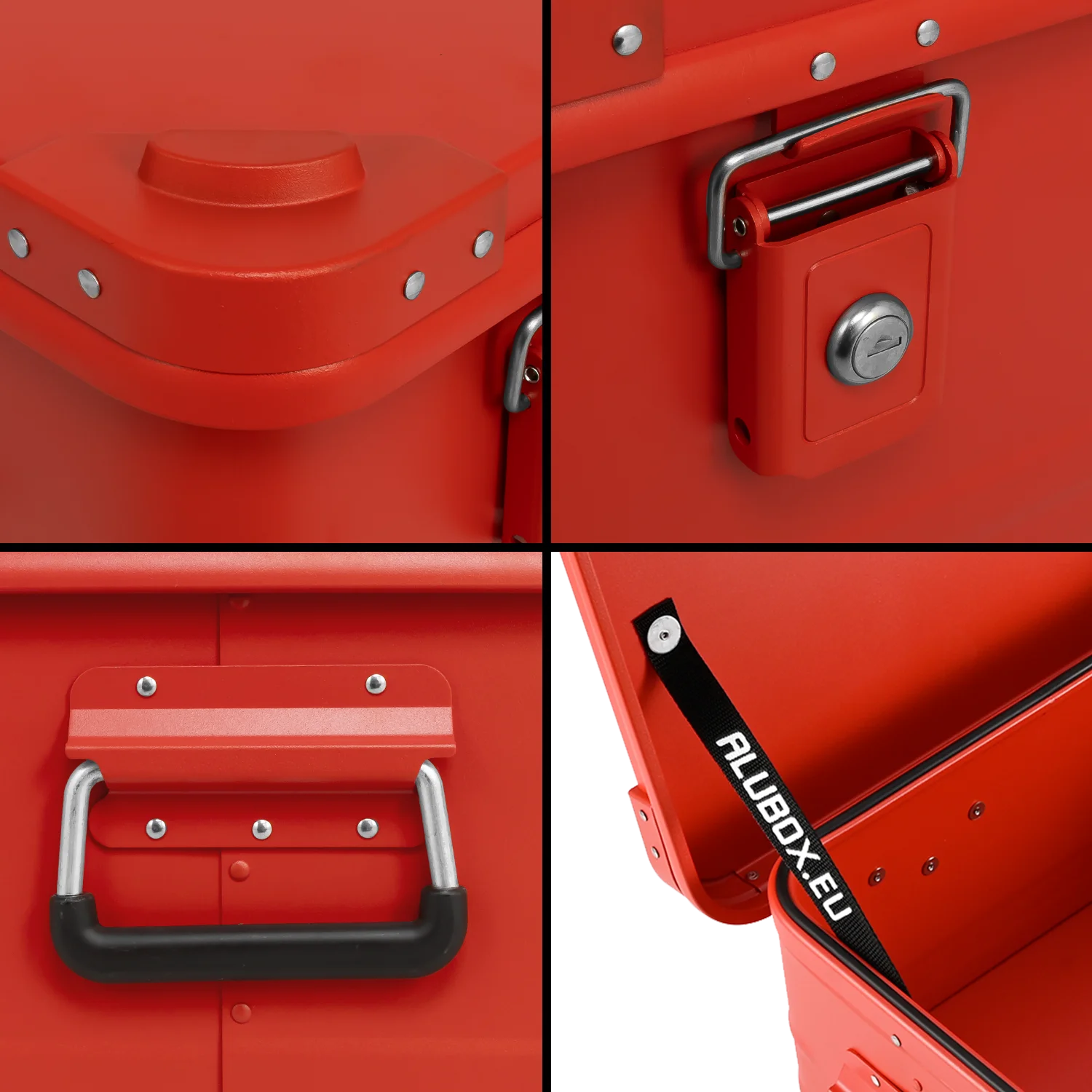 ALUBOX Alukiste Premium Lagerbox 18 - 78 L mit Druckguss Stapelecken rot