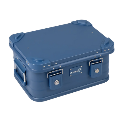 ALUBOX Alukiste Premium Lagerbox 18 - 159 L mit Druckguss Stapelecken blau 18 L - 420 x 310 x 200