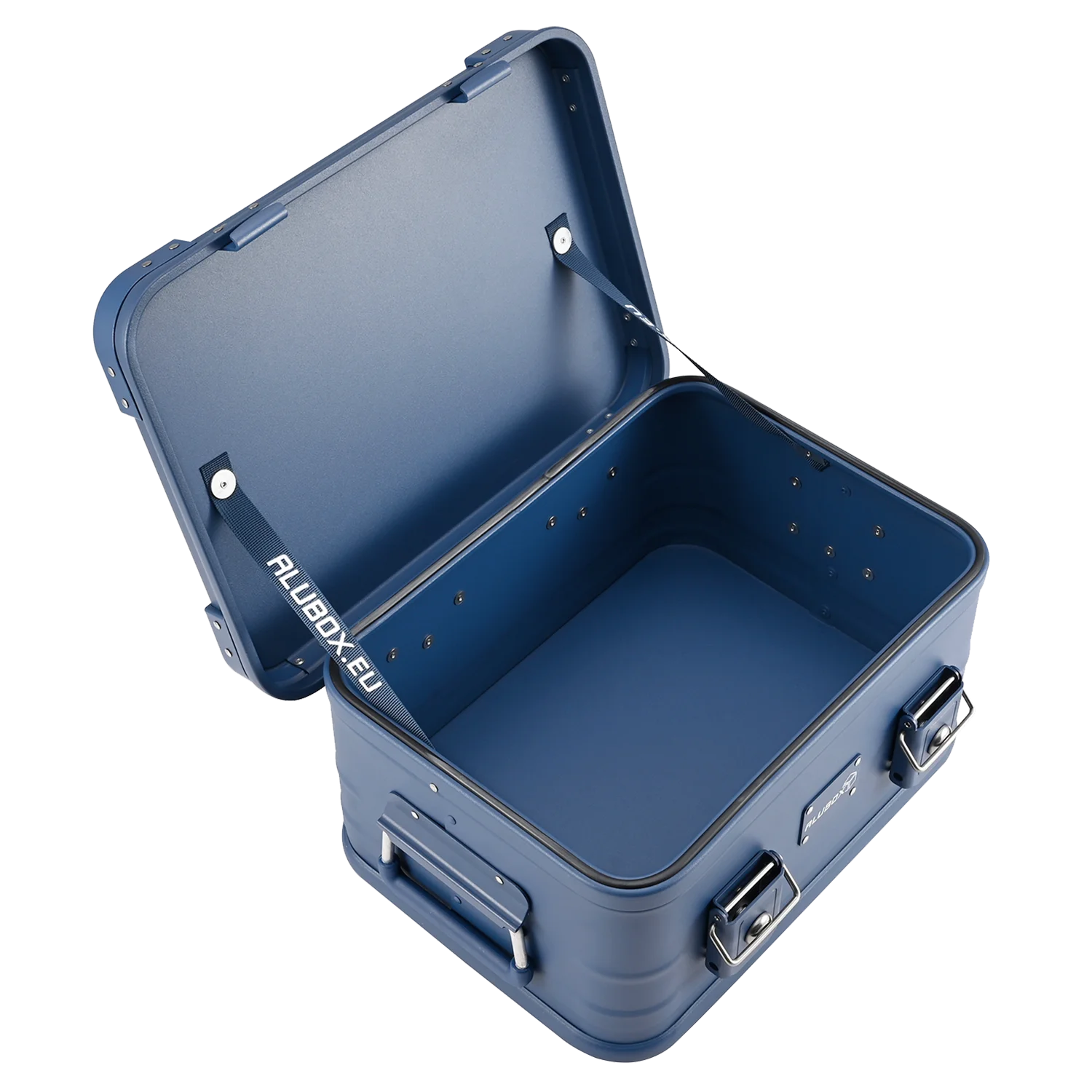 ALUBOX Alukiste Premium Lagerbox 18 - 159 L mit Druckguss Stapelecken blau