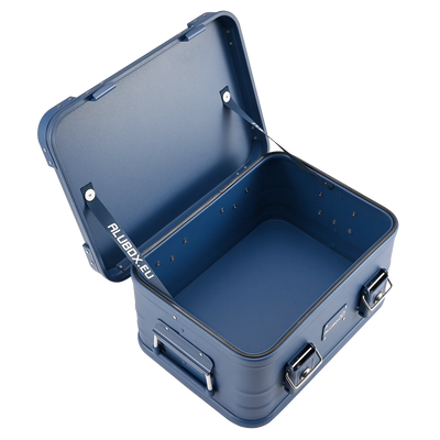 ALUBOX Alukiste Premium Lagerbox 18 - 159 L mit Druckguss Stapelecken blau
