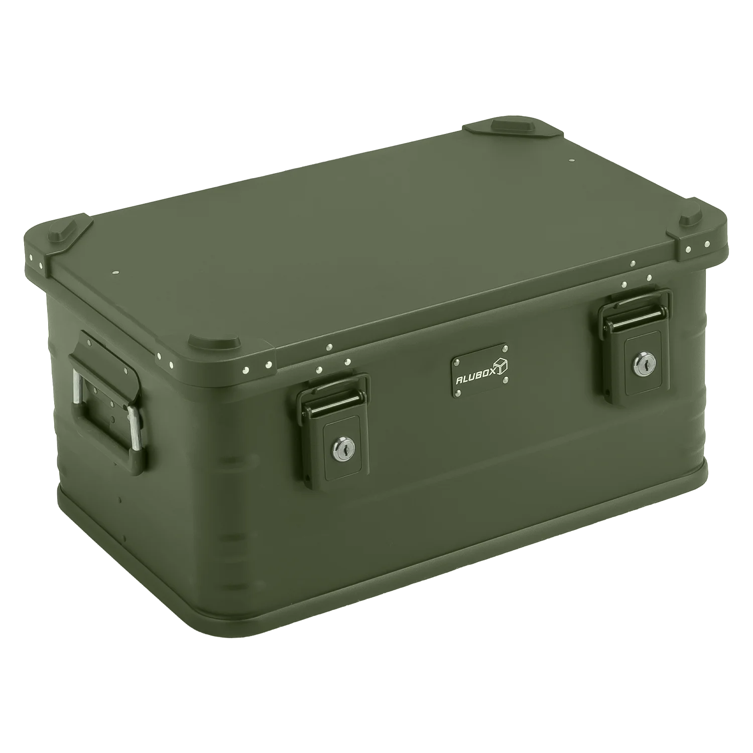 ALUBOX pulverbeschichtete Alukiste stapelbar - Olivgrün 47L - 590 x 380 x 285