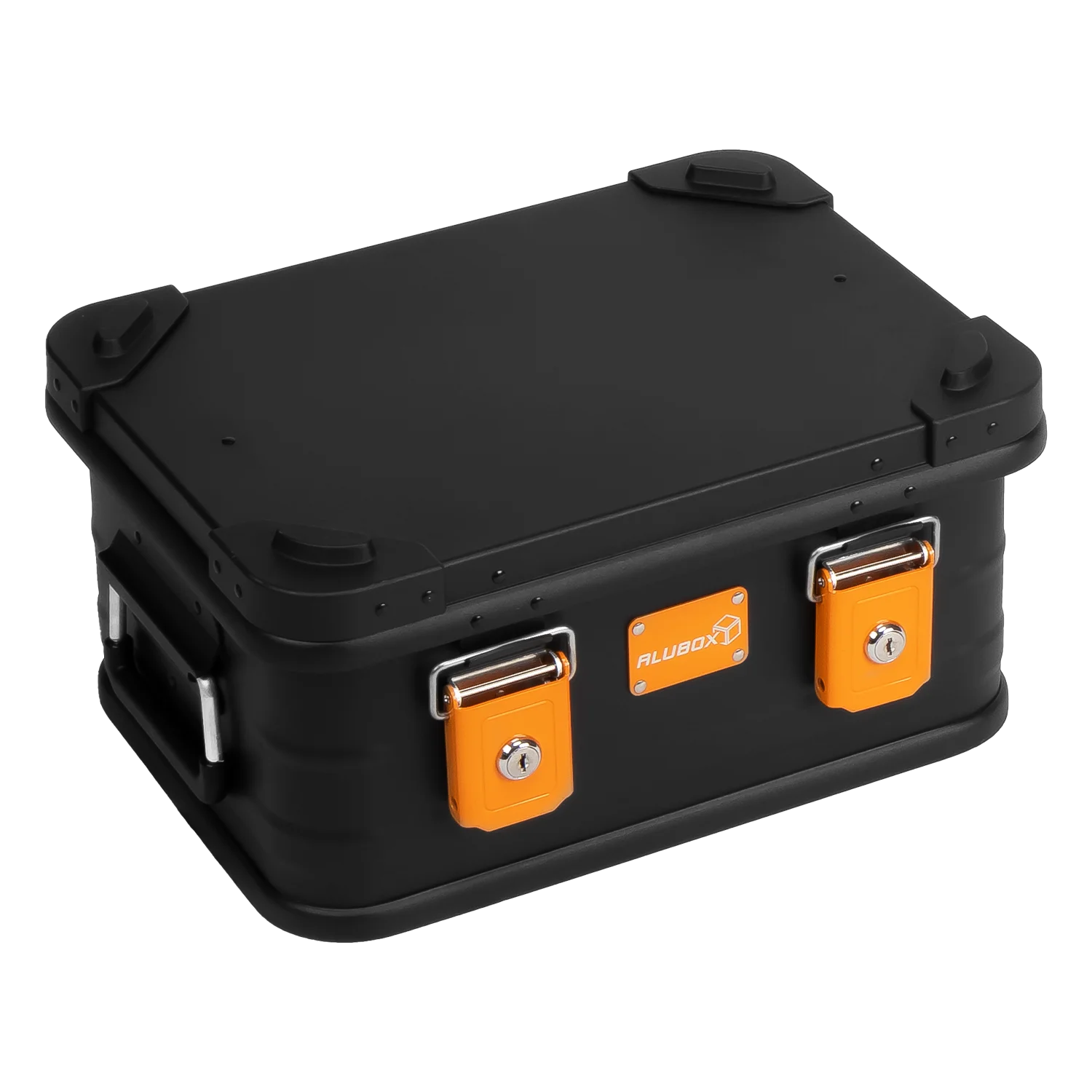 ALUBOX pulverbeschichtete Alukiste stapelbar schwarz orange 18 L - 420 x 310 x 200