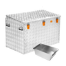 ALUBOX Riffelblech Pritschenbox mit Gasdruckheber: 520 L - 1200 x 670 x 770/700 + Einsatz