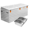 ALUBOX Riffelblech Pritschenbox mit Gasdruckheber: 780 L - 1800 x 670 x 770/700 + 2 Einsätze