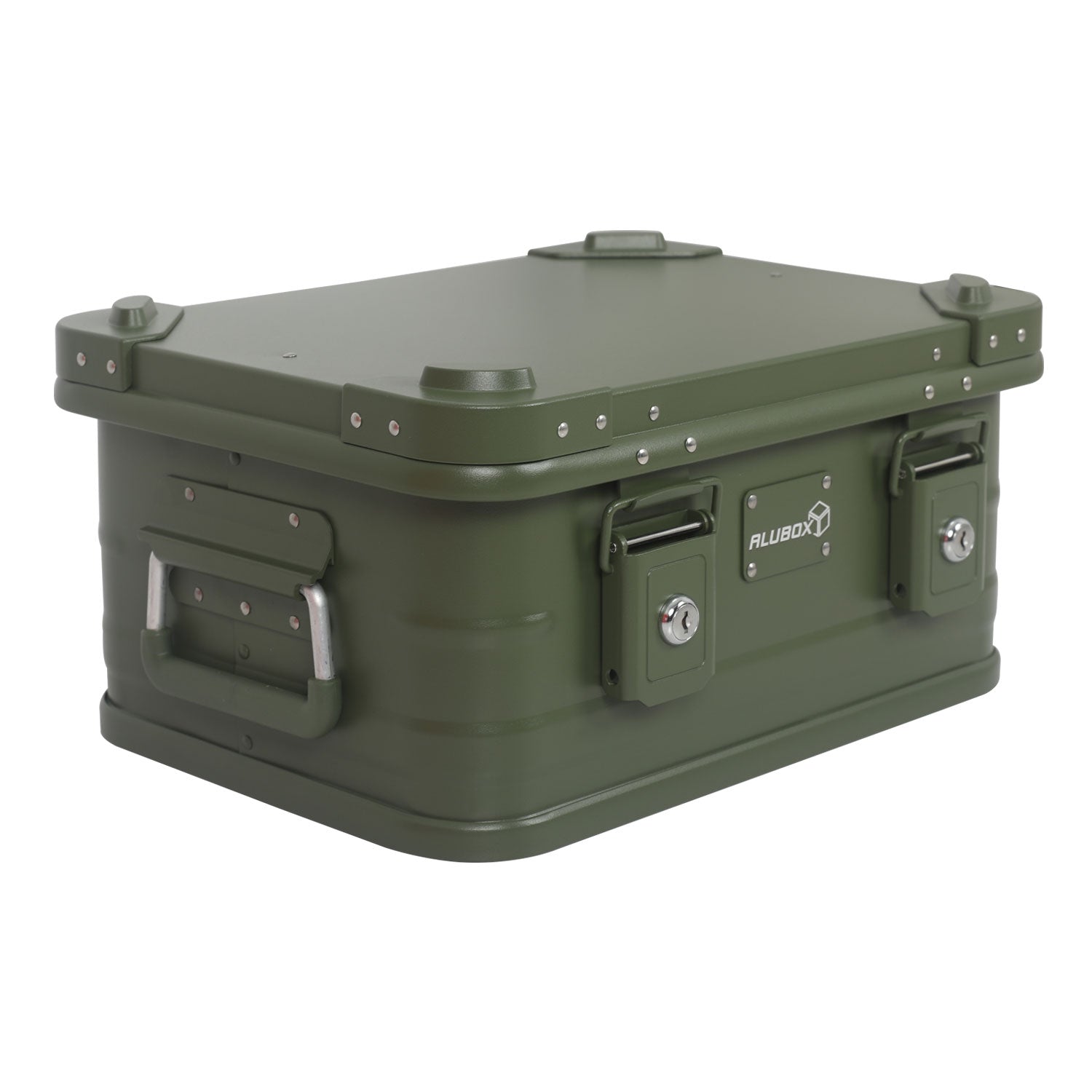 ALUBOX pulverbeschichtete Alukiste stapelbar - Olivgrün 18L - 420 x 310 x 200