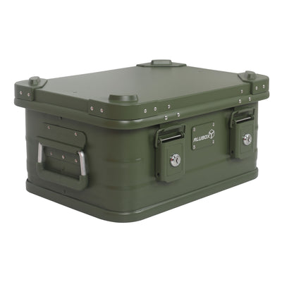 ALUBOX pulverbeschichtete Alukiste stapelbar - Olivgrün 18L - 420 x 310 x 200