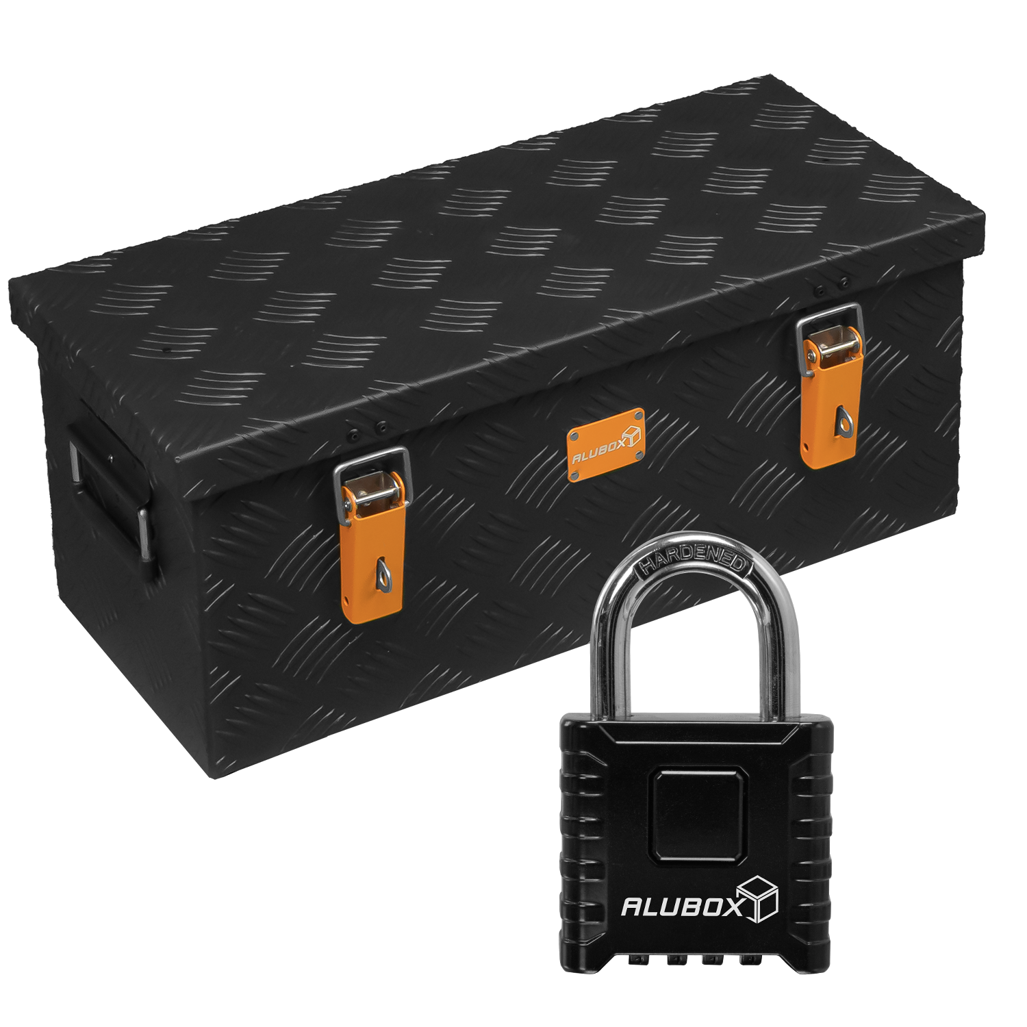 ALUBOX Riffelblech Alukiste 37 Liter - 312 Liter +  Zahlenschloss 4 stellig